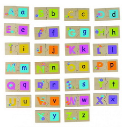 Puzzle-uri educative - Puzzle din lemn pentru asocierea literelor si a culorilor